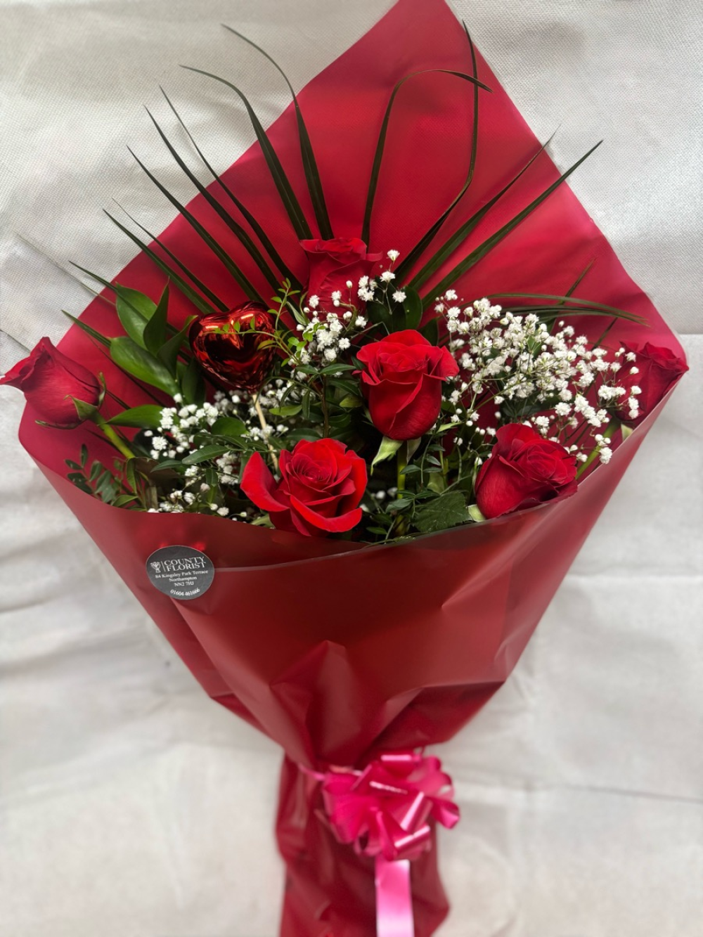 6 red rose bouquet
