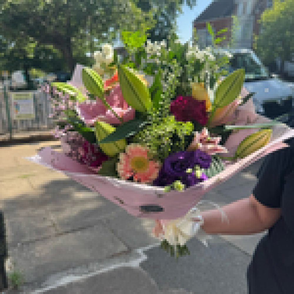 Pink and purple handtied
