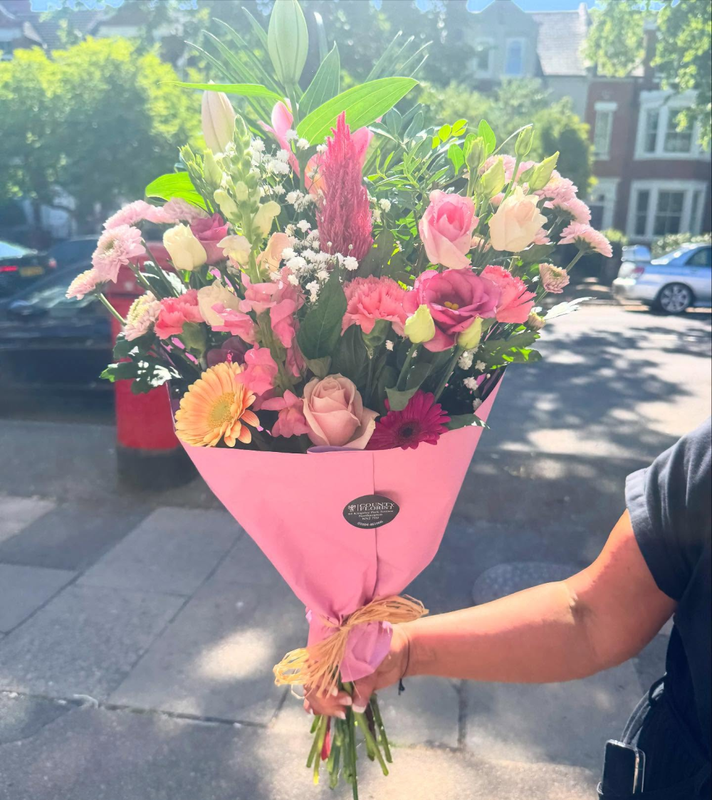Pink paper wrap